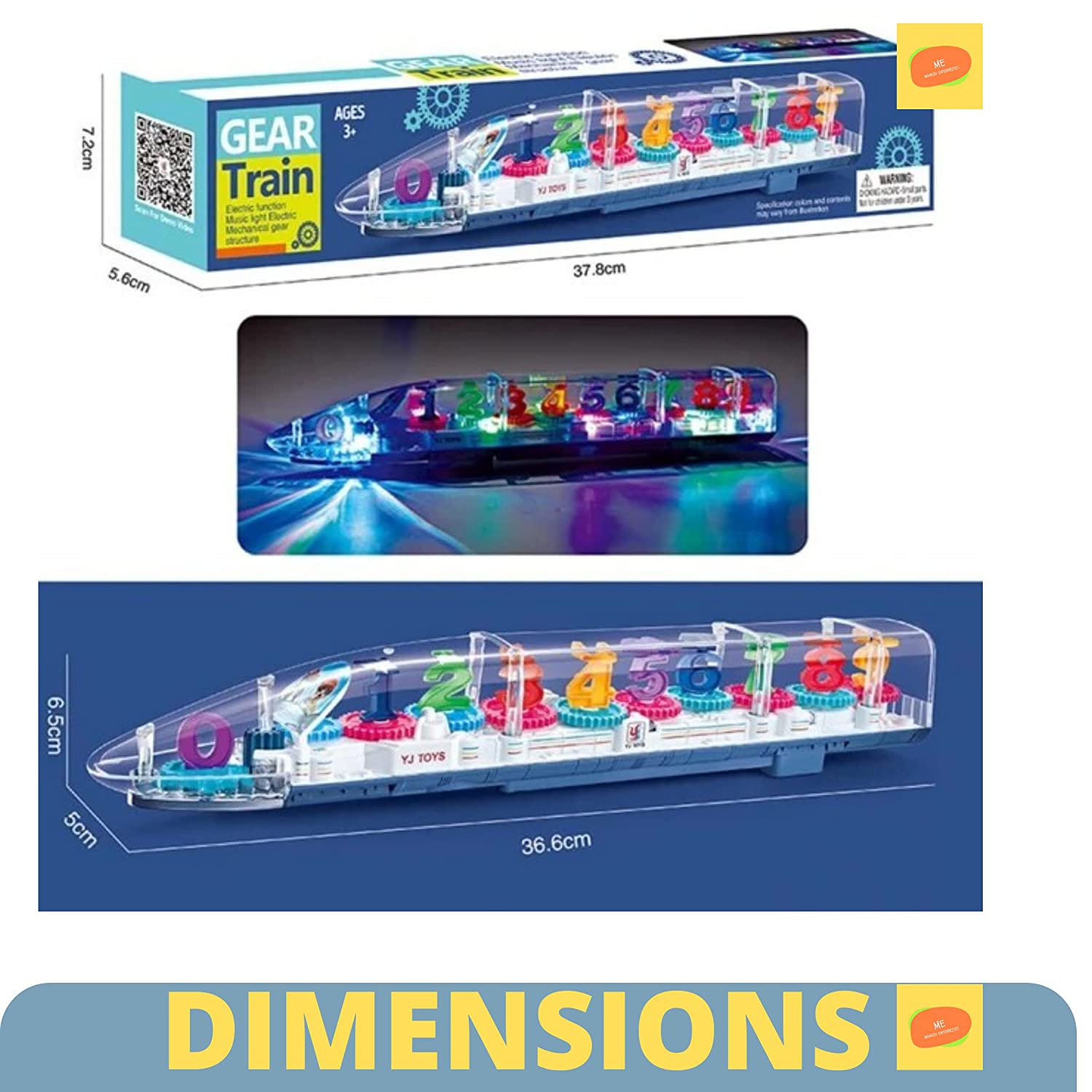 BoughtBro-Big Number Light-Up Transparent Gear Train Toy